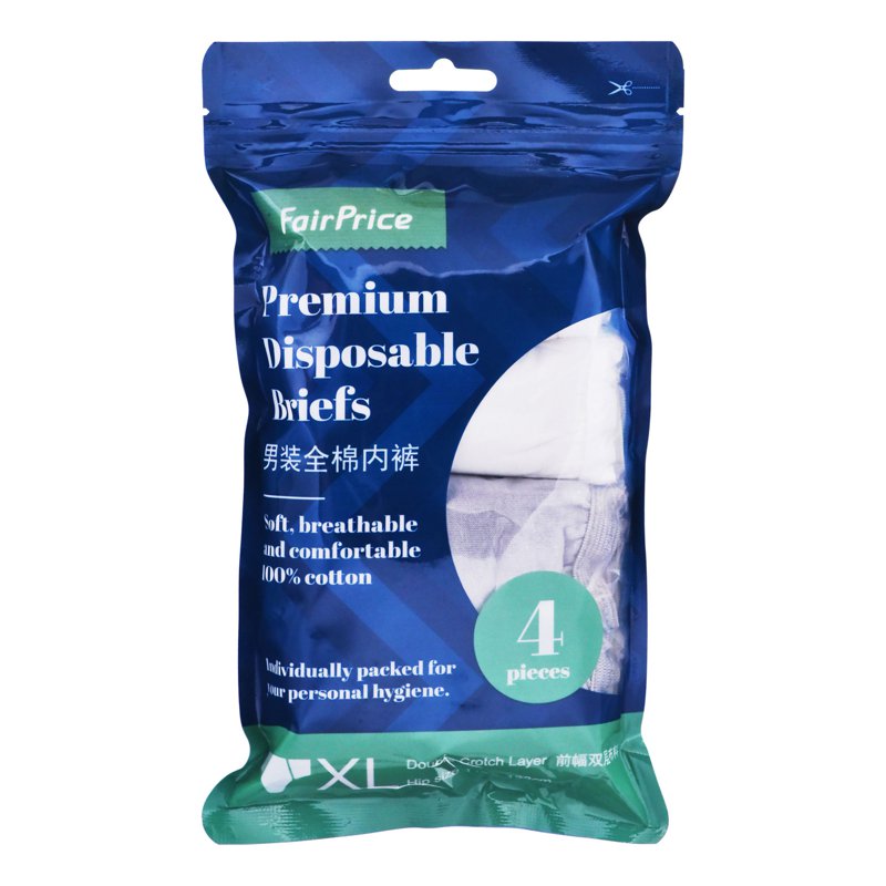 FairPrice Premium Disposable Briefs - XL 4 per pack