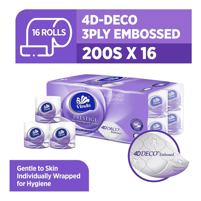 Vinda Prestige Bathroom Tissues - 3 Ply 16 per pack