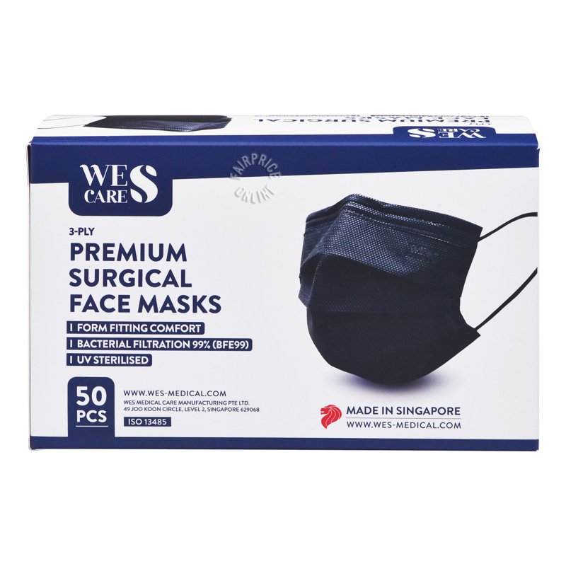 WeCare Premium Surgical Face Mask - 3 Ply (Black) 50 per pack