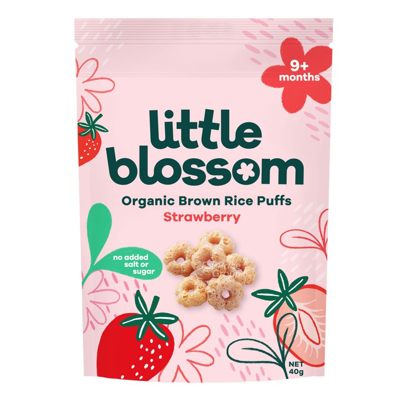 LITTLE BLOSSOM Organic Brown Rice Puffs - Strawberry