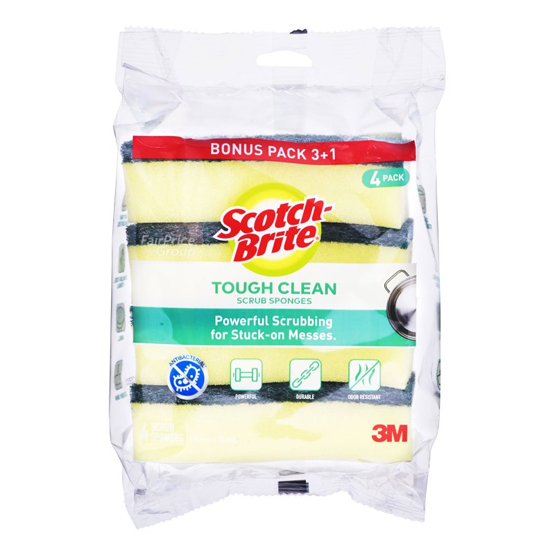 3M Scotch-Brite Scrub Sponges - Tough Clean 4 per pack