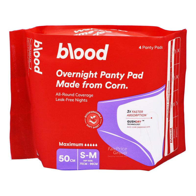 Blood Overnight Panty Pad - S-M 4 per pack