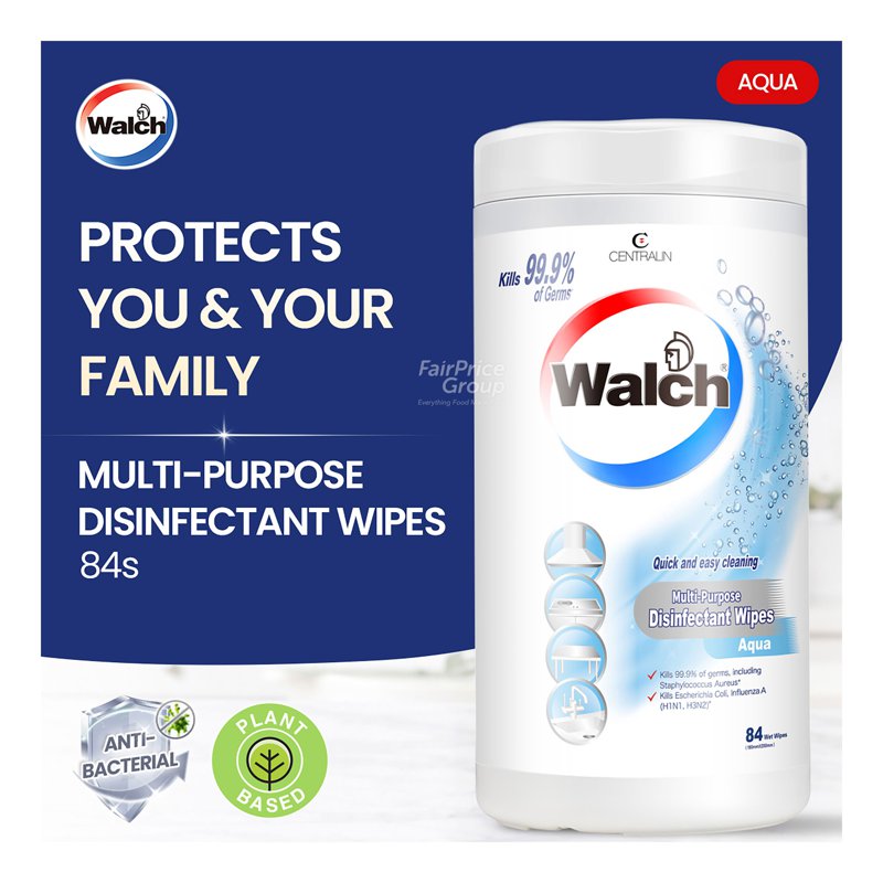 Walch Multi-Purpose Disinfectant Wipes - Aqua 84 per pack
