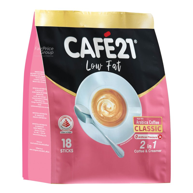CAFE 21 Low Fat 2-in-1 Instant Coffee Mix x 18 per pack