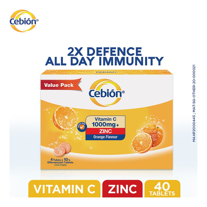 Cebion Vitamin C 1000mg + Zinc - Orange 40 per pack