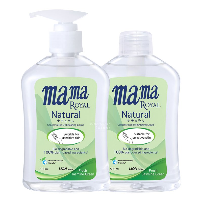 Mama Royal Natural Dishwashing Liquid+Refill-Fresh Jasmine Green