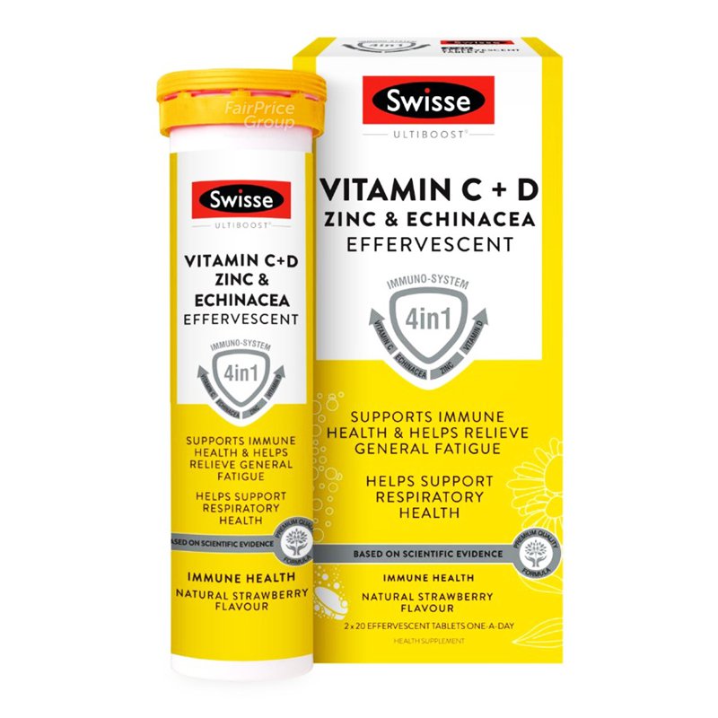 Swisse Effervescent Tablet - Vitamin C+D, Zinc & Echinacea 40 per pack