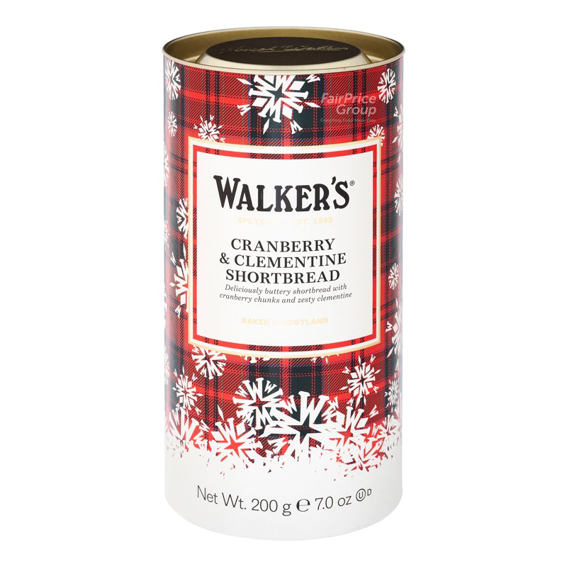 WALKERS Shortbread Cookies Rounds Tube - Cranberry & Clementine