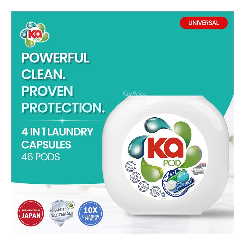 Ka 4-in-1 Laundry Capsules Detergent - Antibacterial 46 per pack