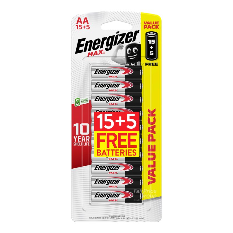 Energizer Max Battery Value Pack - AA (15+5) 20 per pack