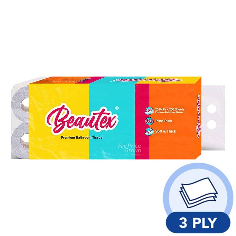 Beautex Bathroom Tissue Rolls (3 Ply) 20 x 220 per pack