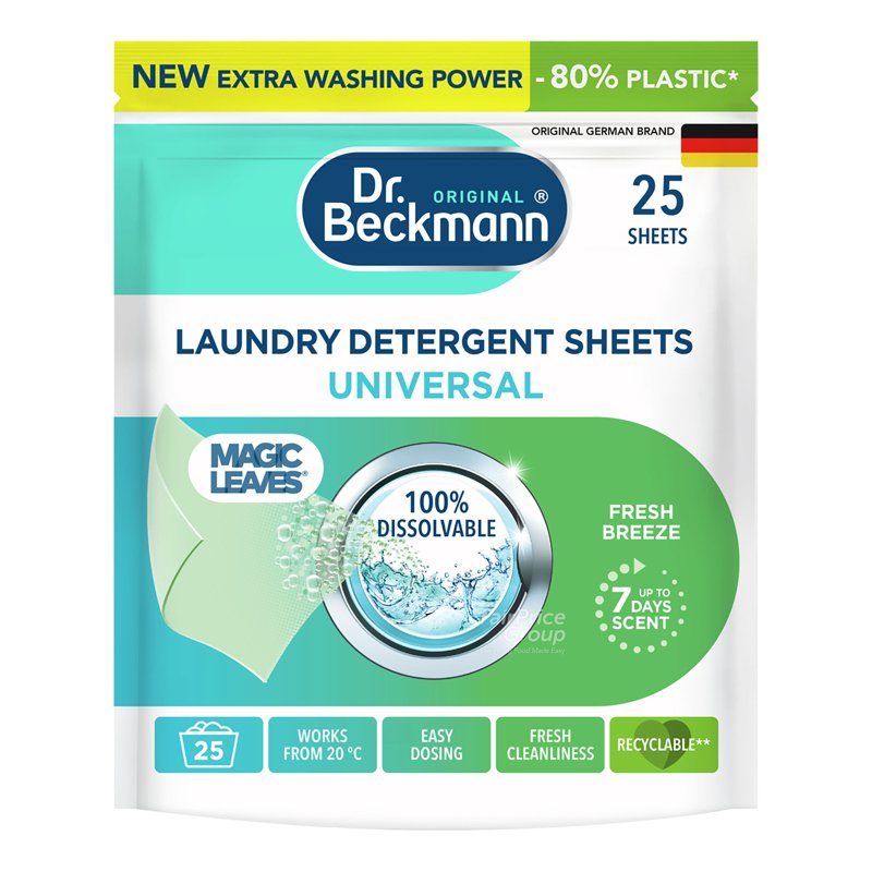 Dr. Beckmann Magic Leaves Laundry Detergent Sheets - Universal 25 per pack