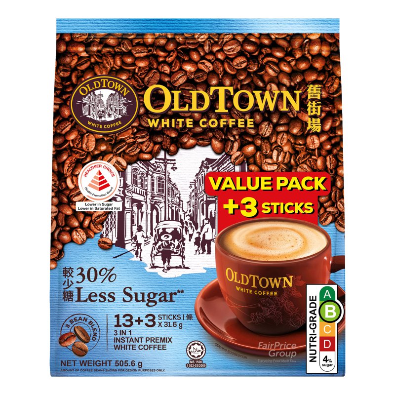 Old Town 3-in-1 Coffee Instant White Coffee - 30% Less Sugar 13 +