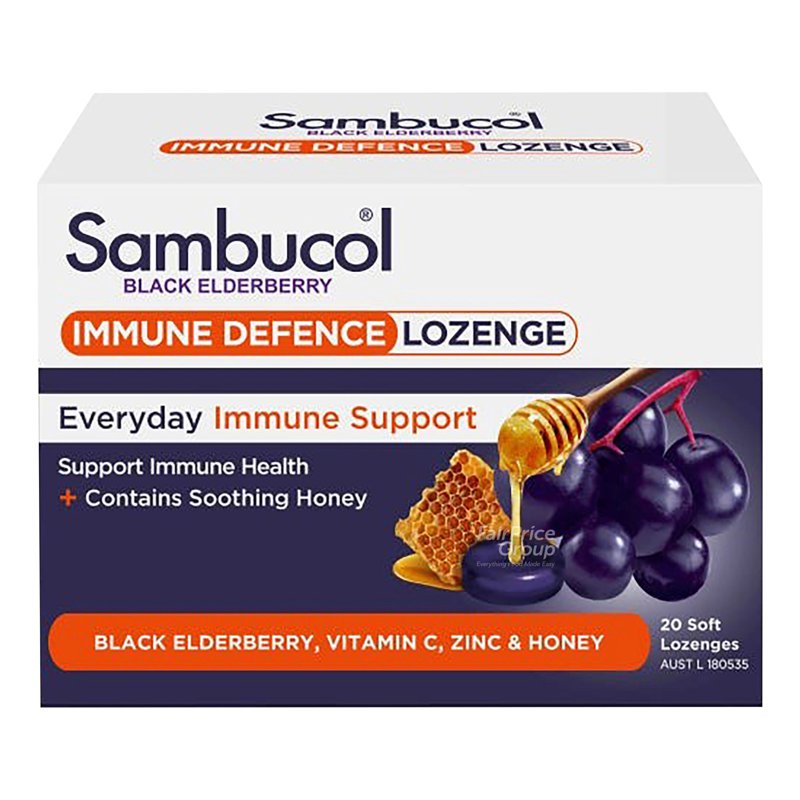 Sambucol Immune Defence Lozenge - Black Elderberry, Vitamins C, Zinc & Honey 20 per pack
