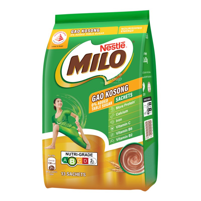 Milo Chocolate Malt Drink Powder with Milk - Gao Kosong (Sachet)
