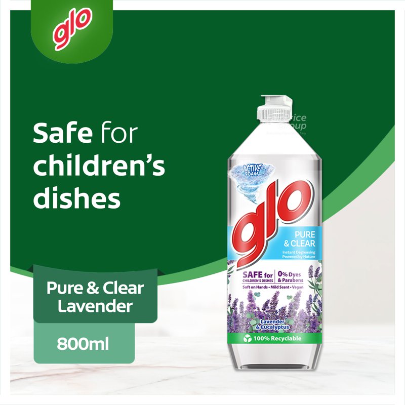 Glo Dishwashing Liquid - Pure & Clear (Lavender)
