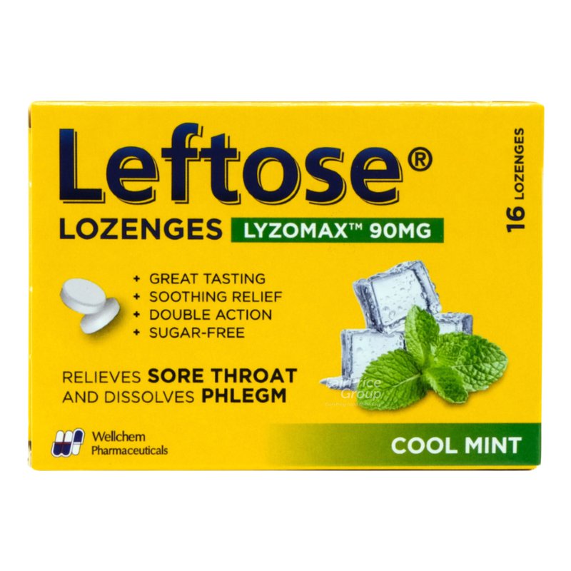 Leftose Lozenges Lyzomax 90mg - Cool Mint 16 per pack