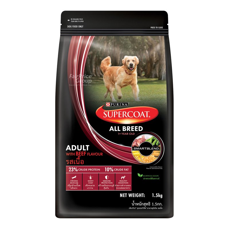 PURINA SUPERCOAT Adult All Breed Dry Dog Food - Beef
