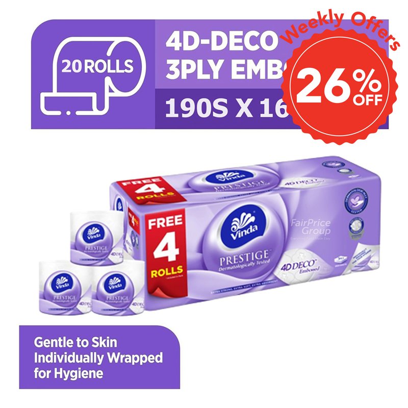 Vinda Prestige 4d Embossed Toilet Tissue - 3 Ply 20 x 190 per pack