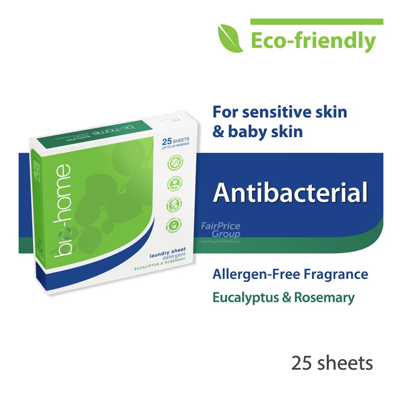 Bio-Home Laundry Sheet Detergent - Eucalyptus & Rosemary 25 per pack