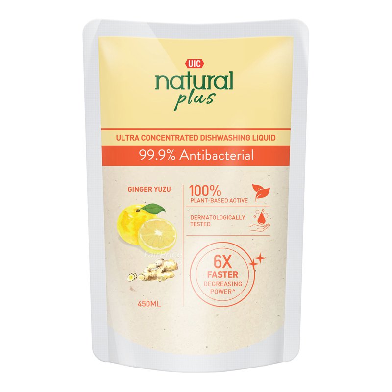 Uic Natural Plus Dishwashing Liquid Refill Pack - Anti-Bacterial