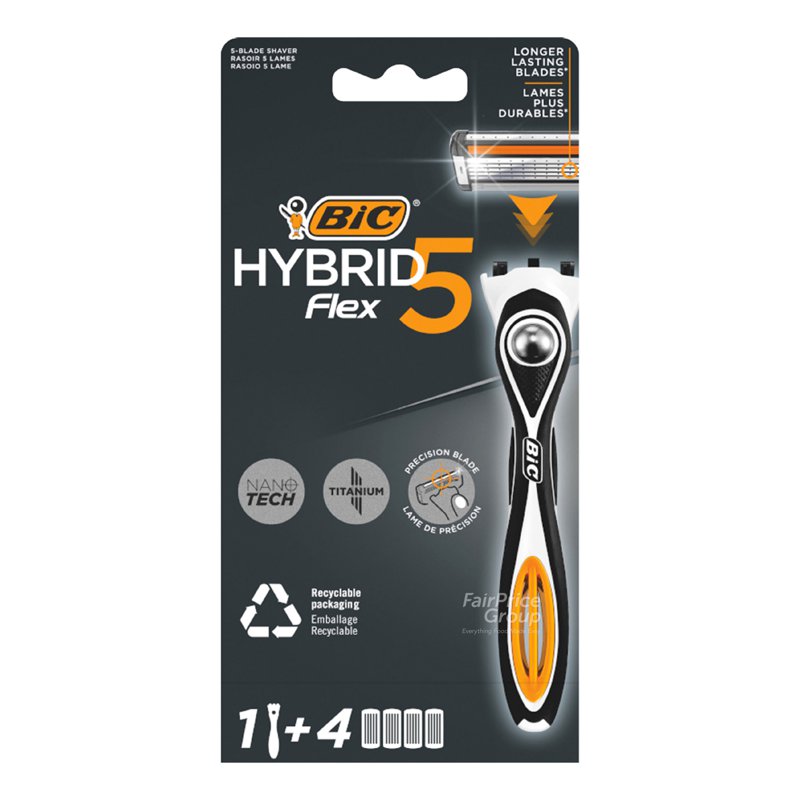 BIC Hybrid Flex 5-Blade Shaver - 1 Razor + 4 Blade 1 per pack