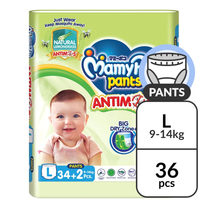 MamyPoko Pants Anti Mosquito - L (9 - ) 36 per pack