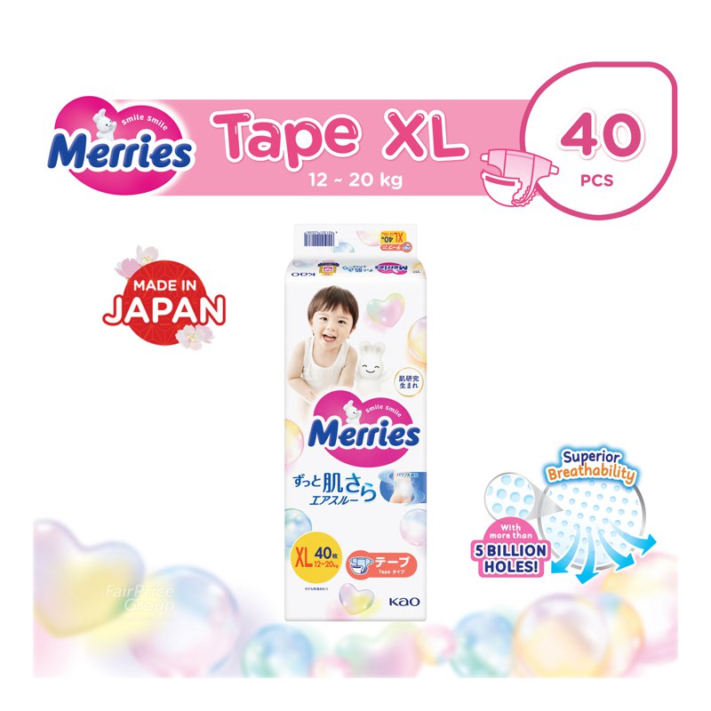 Merries Tape Diapers - XL (12 - ) 40 per pack