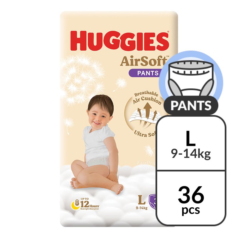 Huggies AirSoft Pants - L (9- ) 36 per pack