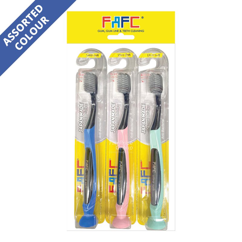 Fafc Suction Toothbrush - Charcoal Anti-bacterial (Ultra Soft) 3 per pack