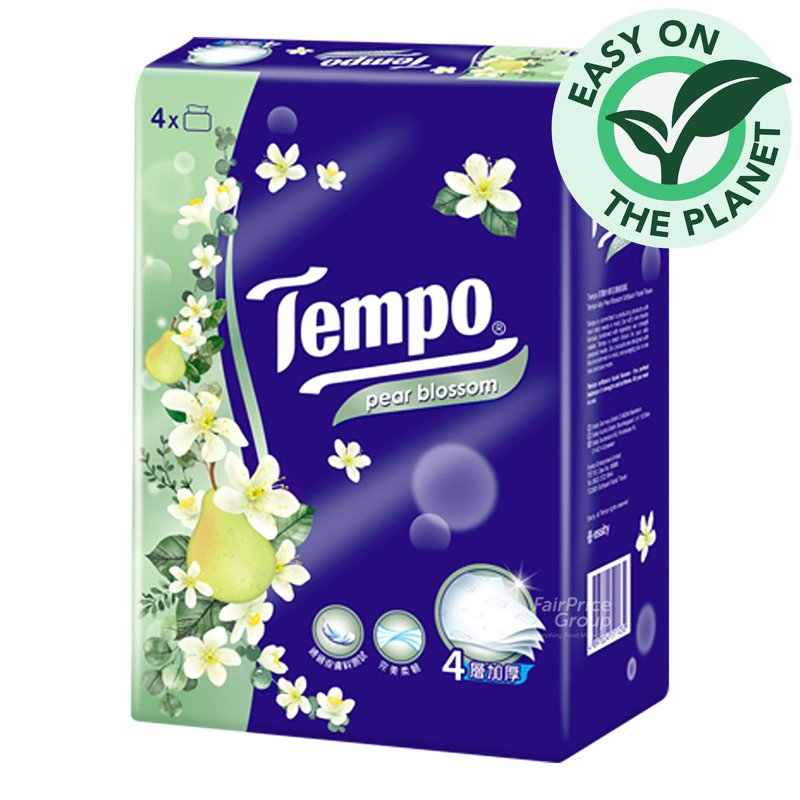 Tempo 4ply Soft Pack Facial Tissue - Pear Blossom 4 x 90 per pack