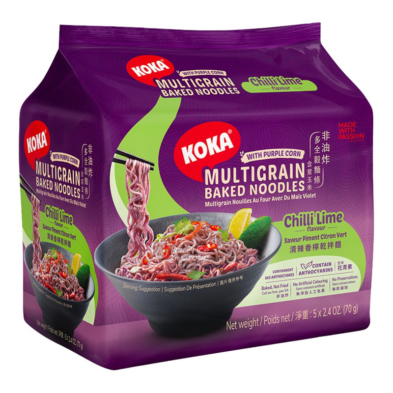 Koka Multigrain Purple Corn Noodles - Chilli & Lime