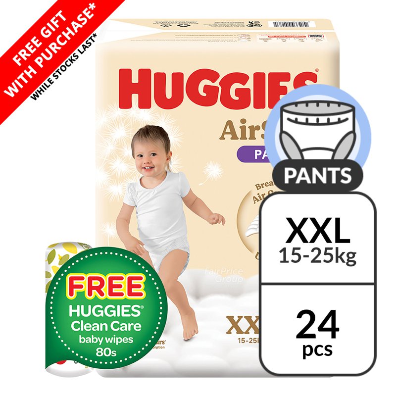 Huggies AirSoft Pants - Xxl (15- ) + Free Baby Wipes 24 per pack