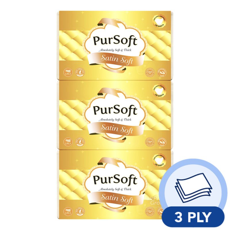 PurSoft Tissue Soft Pack - Satin Soft (3 ply) 3 x 140 per pack