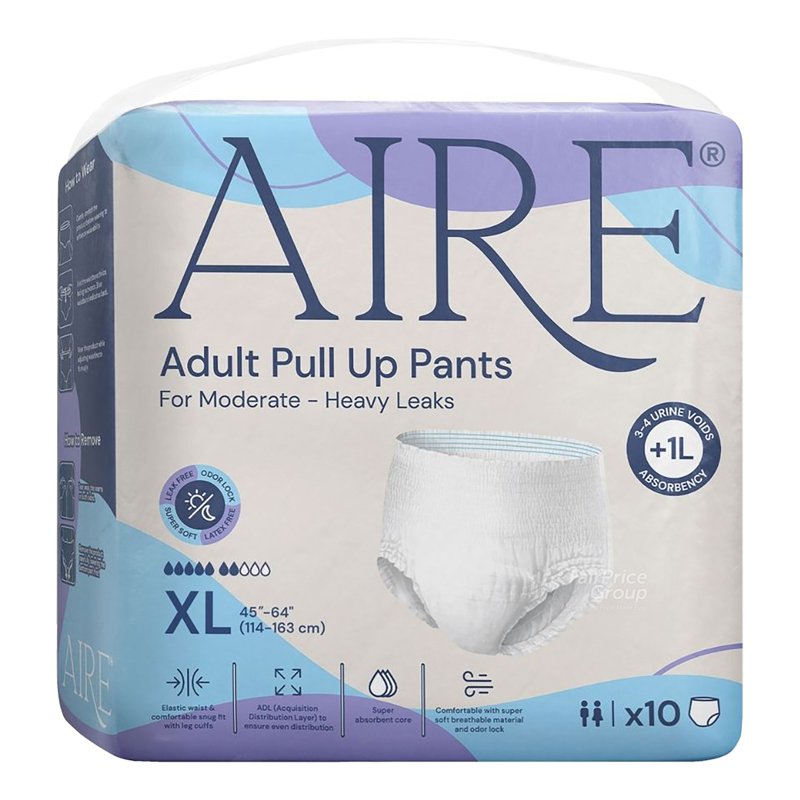 AIRE Adult Pull Up Diaper Pants (Super Soft Absorbent) - XL 10 per pack