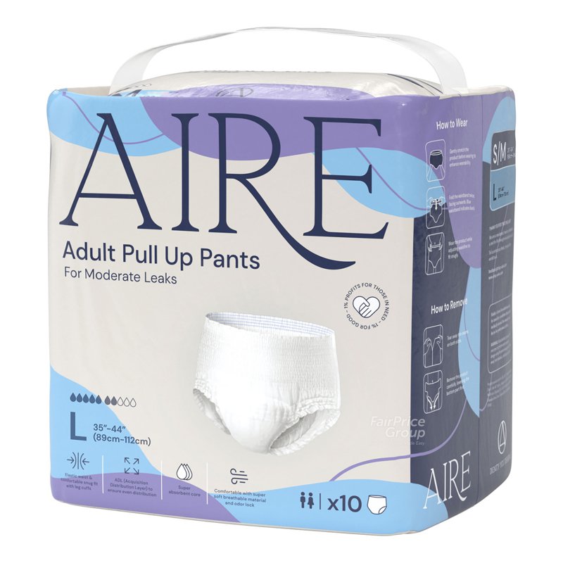 AIRE Adult Pull Up Diaper Pants (Super Soft Absorbent) - L 10 per pack