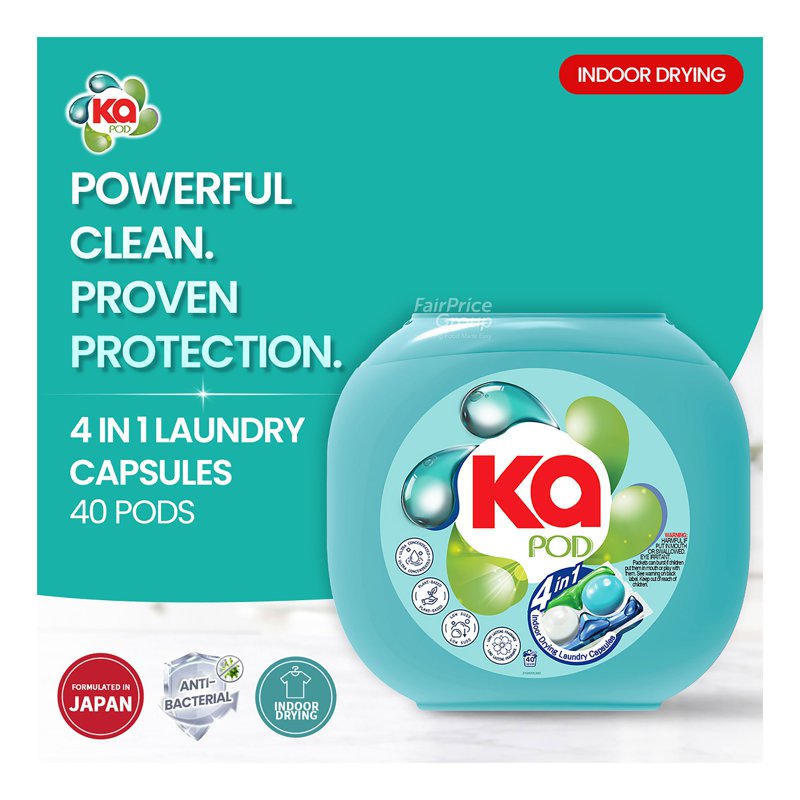 Ka 4-in-1 Laundry Capsules Detergent - Indoor Drying 40 per pack