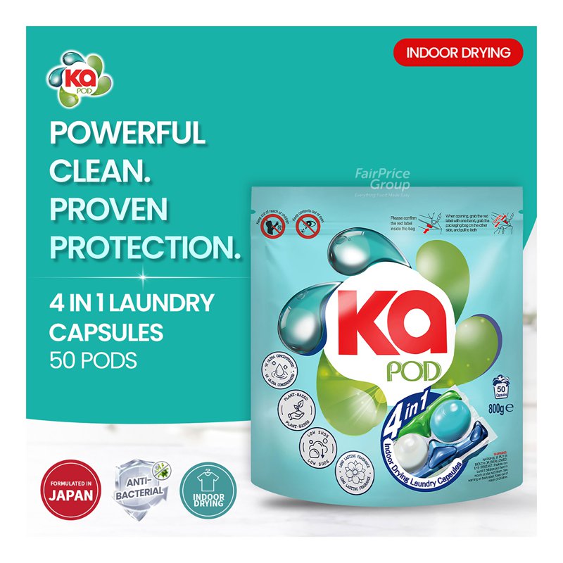 Ka 4-in-1 Laundry Capsules Detergent Refill - Indoor Drying 50 per pack