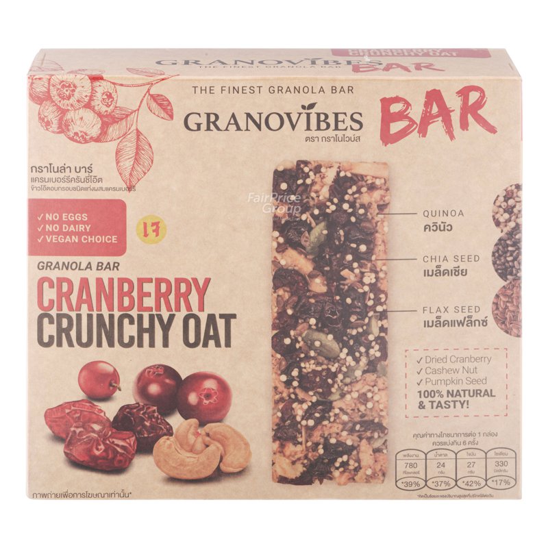 Granovibes Oats Bar - Cranberry Crunchy 6 per pack