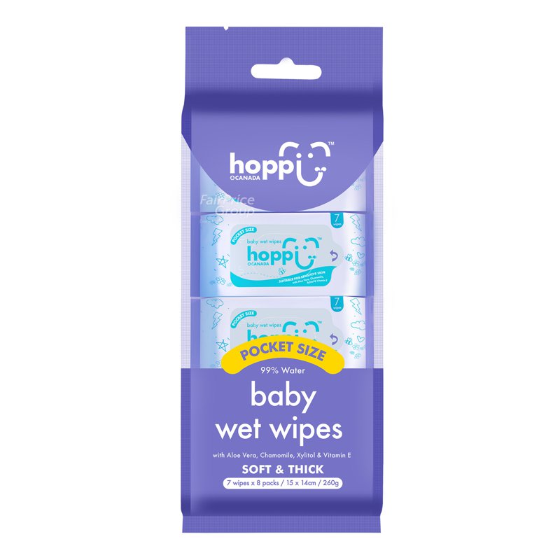 Hoppi Baby Wet Wipes - Mini 8 per pack