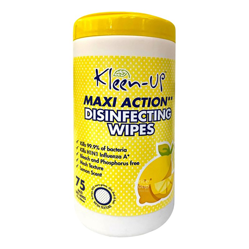 Kleen-up Maxi Action Disinfecting Wipes Canister 75 per pack