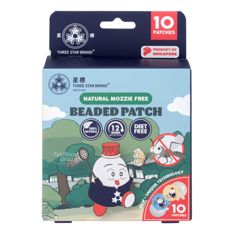 Three Star Brand Mozzie Free Beaded Patch 10 per pack