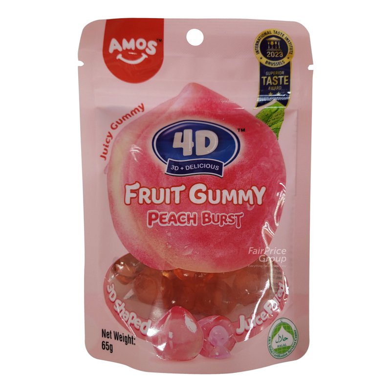 AMOS 4D Fruit Gummy Candies - Peach Burst