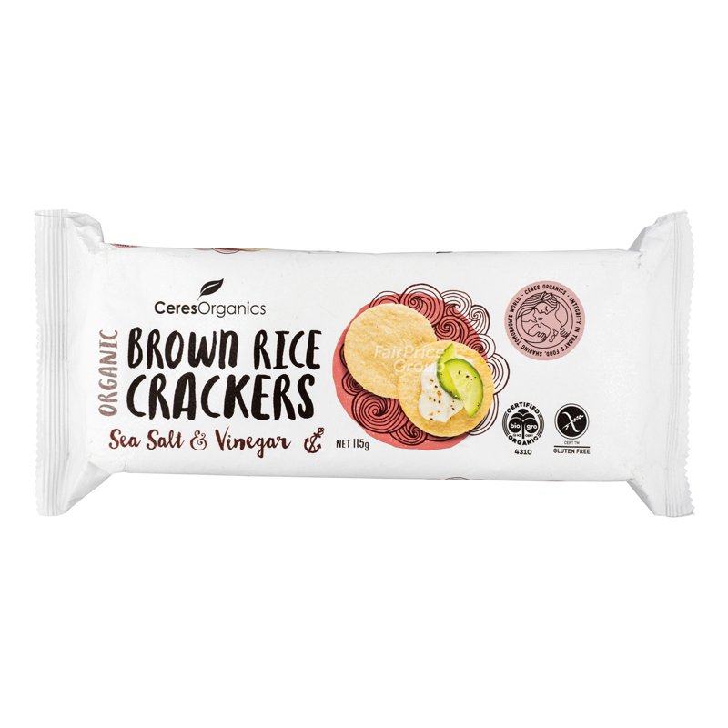 CERES ORGANICS Brown Rice Crackers - Sea Salt & Vinegar