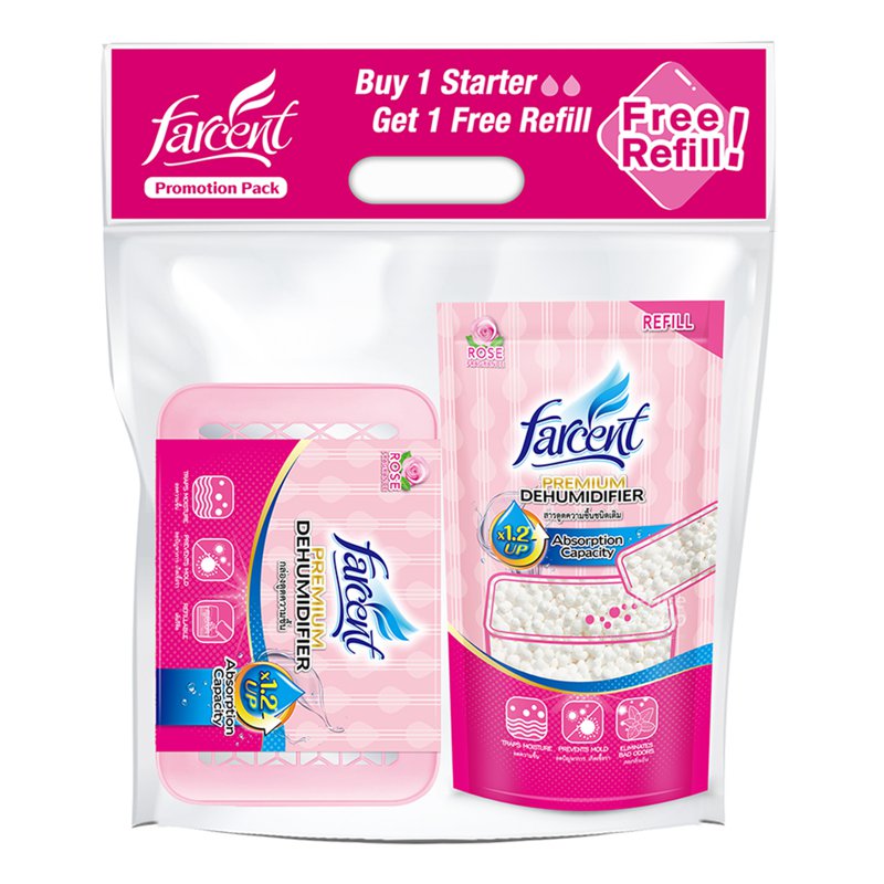 Farcent Dehumidifier Starter Pack - Rose + Refill +