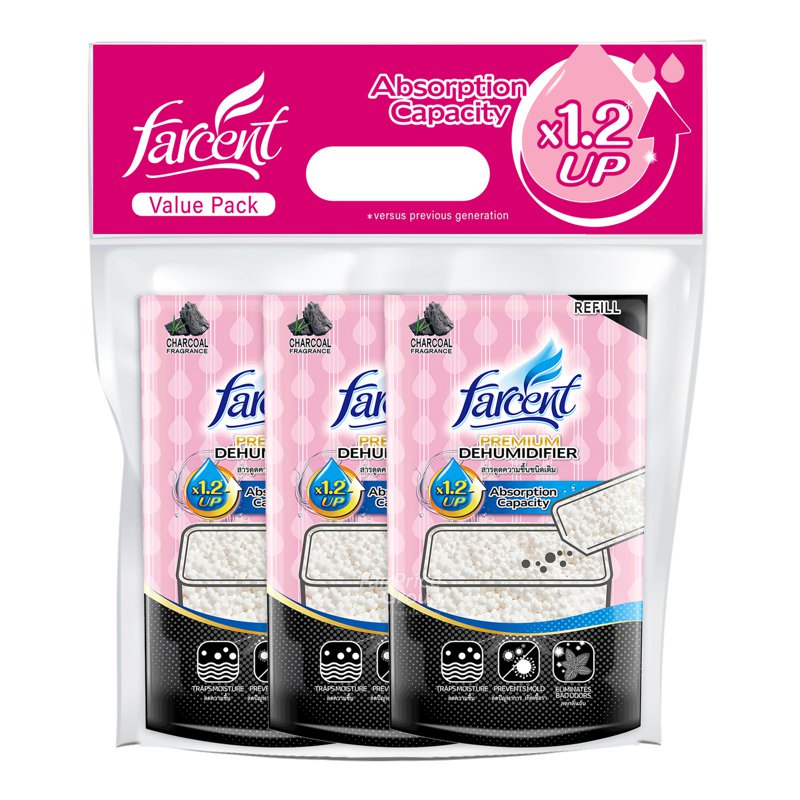 Farcent Dehumidifier Refill Pack - Charcoal 3 x 660ml