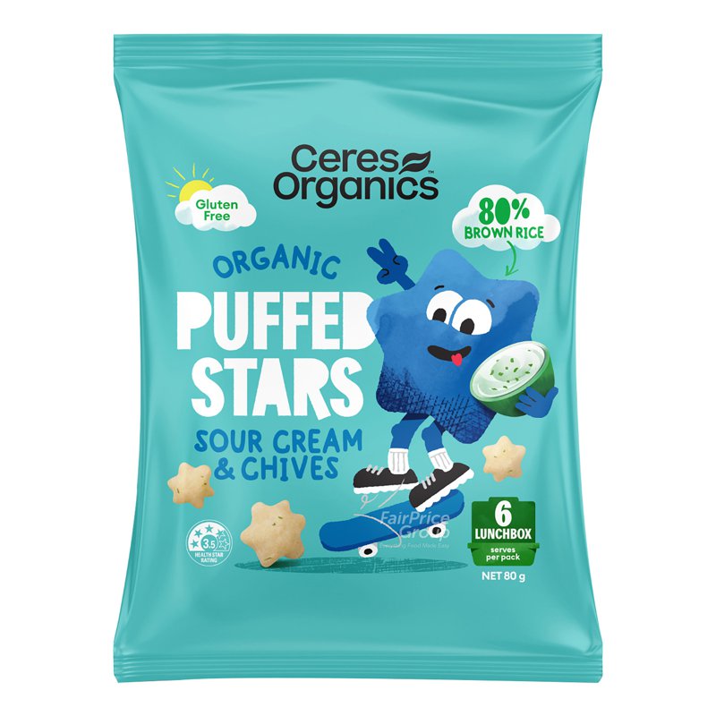 CERES ORGANICS Puffed Stars - Sour Cream & Chives