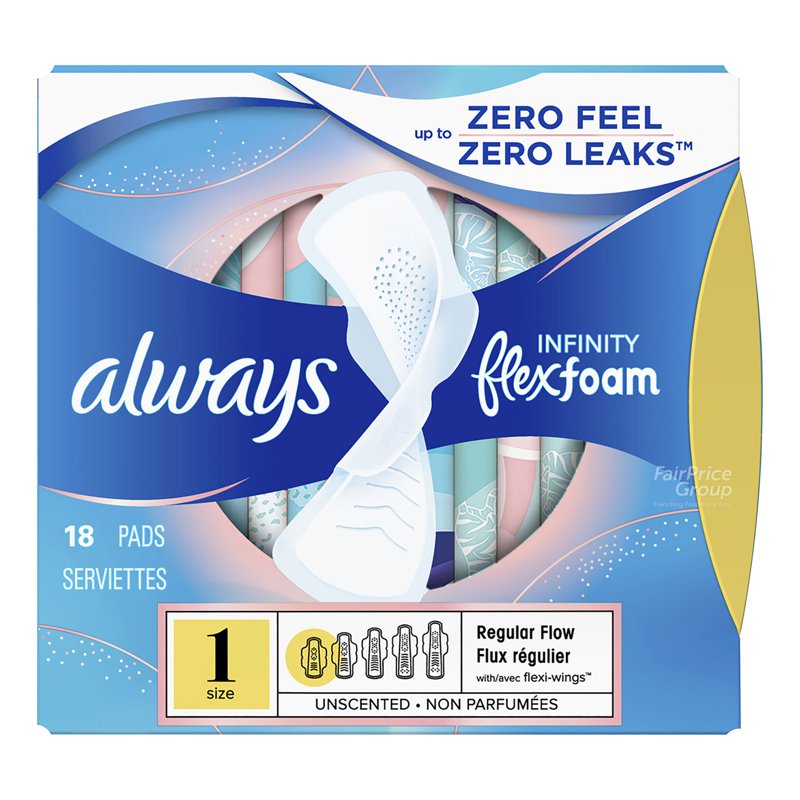 Always Infinity Flexfoam Pad - Regular Flow Size 1 (24cm) 18 per pack