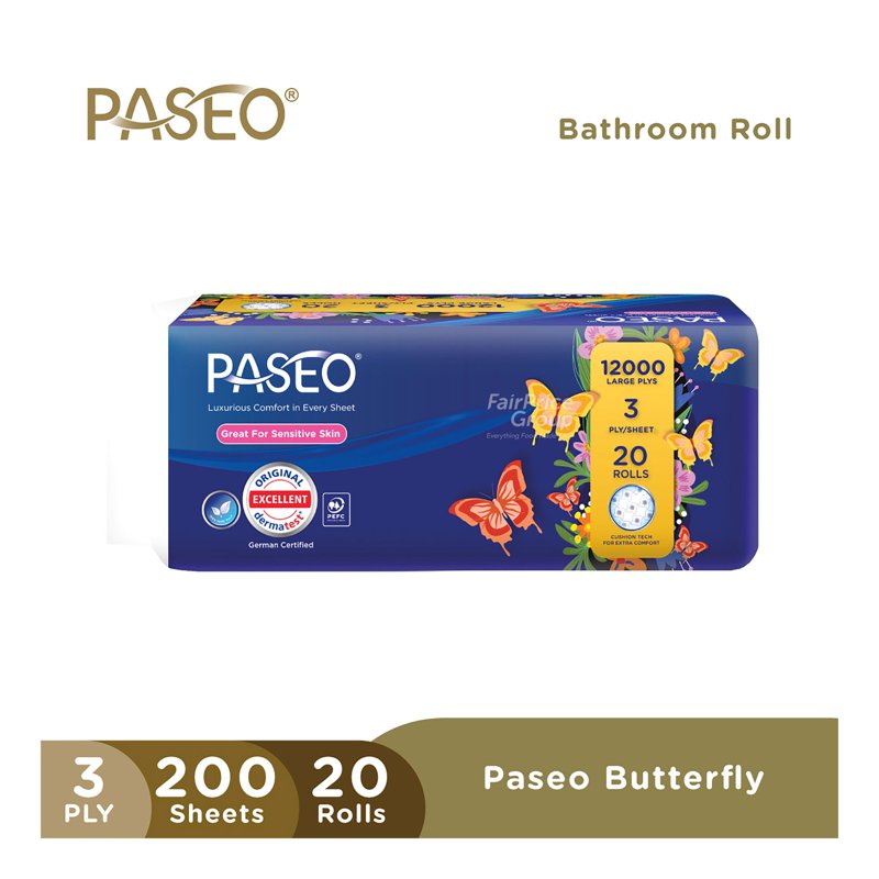 Paseo Bathroom Tissue Rolls - 3 ply 20 x 200 per pack