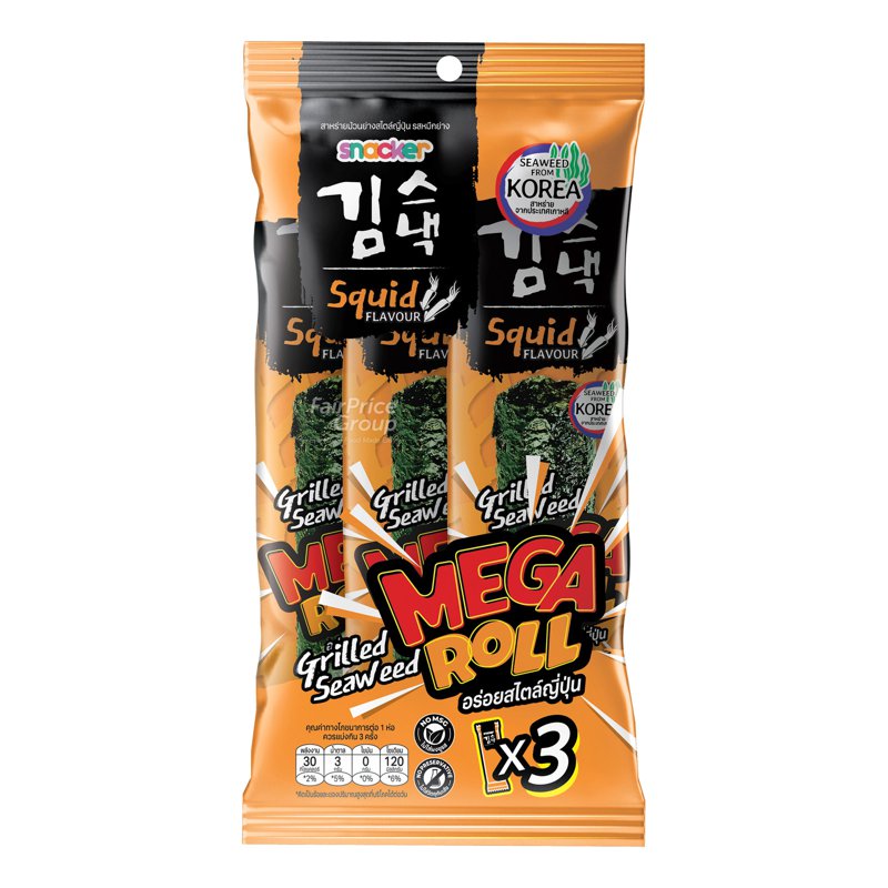 SNACKER Mega Roll Grilled Seaweed Japanese Style - Squid Flavour